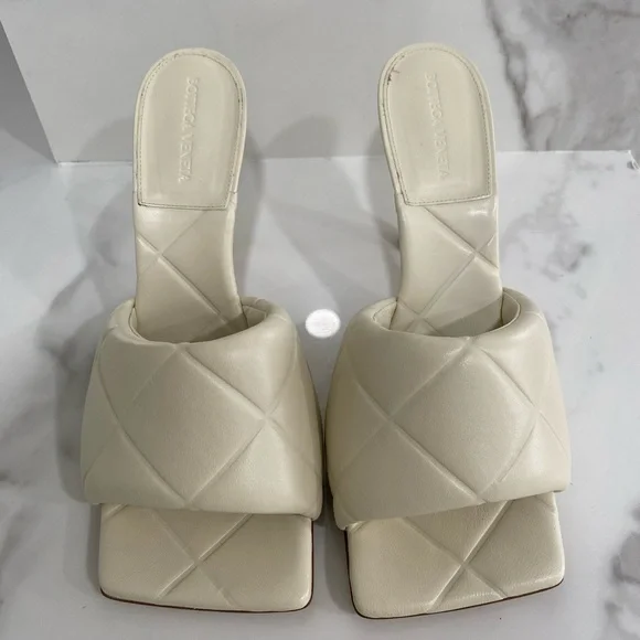 Bottega Veneta 90mm Xl Quilted Leather Slide Sea Salt - Picture 3 of 11